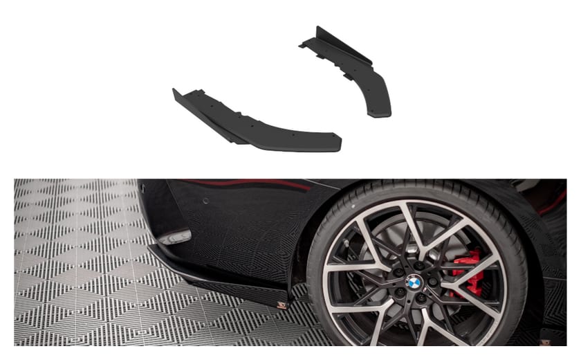 Splitter BMW 4 G22 M-Pack Tył Boczne Street Pro Black-Red + Gloss Flaps