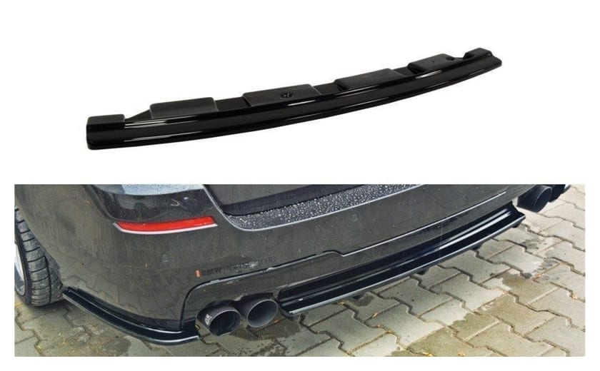Splitter BMW 5 F11 M-Pack Tył Środkowy Without Vertical Bars 2 podwójne końcówki wydechu Gloss Black