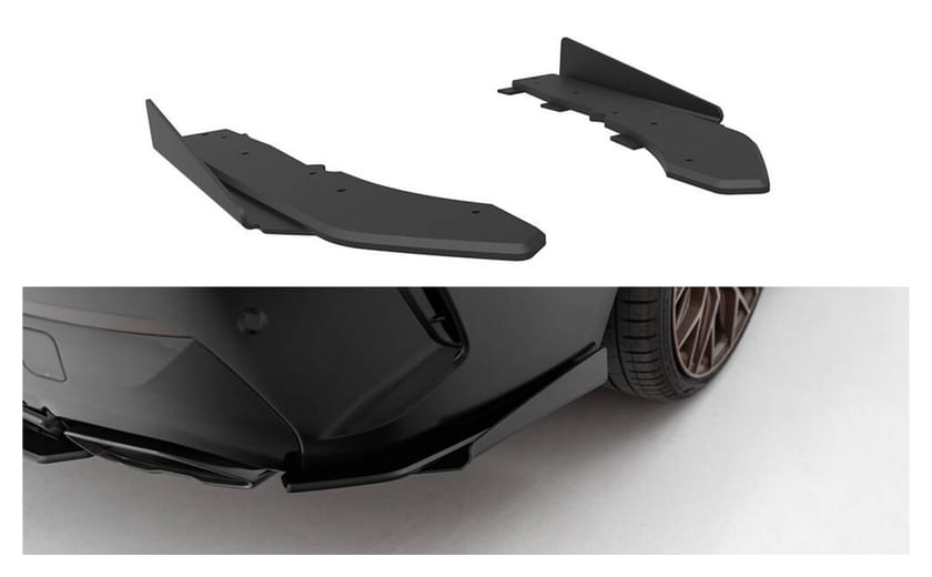 Splitter BMW M440i G22 G23 Facelift Tył Boczne Street Pro Black-Red + Gloss Flaps