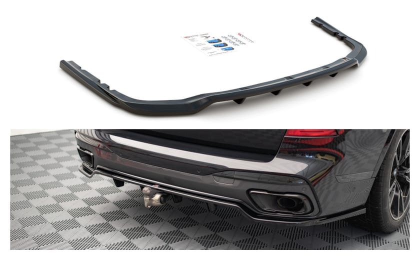 Splitter BMW X7 G07 M-Pack Tył Środkowy z Dyfuzorem Gloss Black