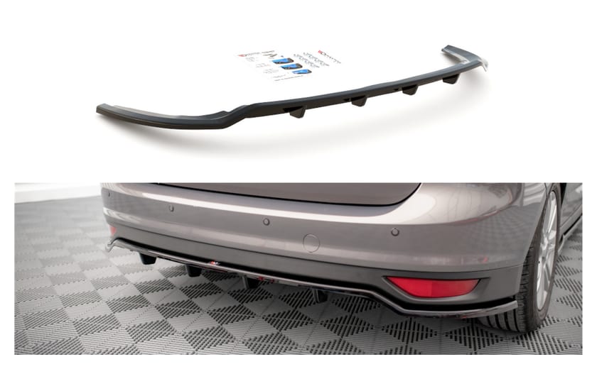 Splitter Ford C-Max II Tył Środkowy z Dyfuzorem Gloss Black