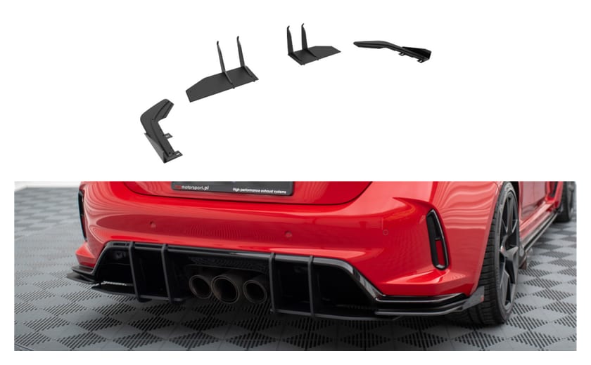 Splitter Honda Civic XI Type-R Tył Boczne Street Pro Red + Gloss Flaps