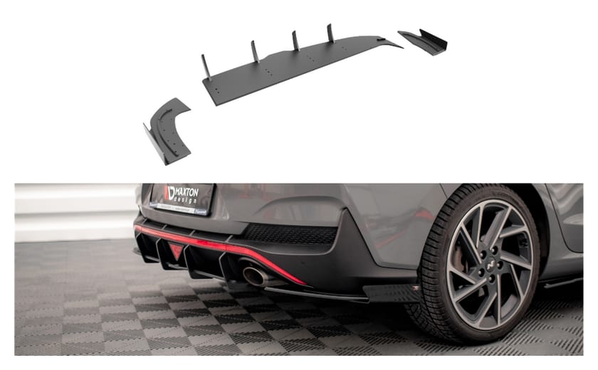 Splitter Hyundai I30 Fastback N-Line III Facelift Tył Boczne Street Pro Black + Gloss Flaps