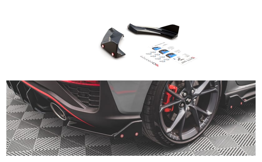 Splitter Hyundai I30 III Facelift N Tył Boczne v.1 + Flaps Gloss Black
