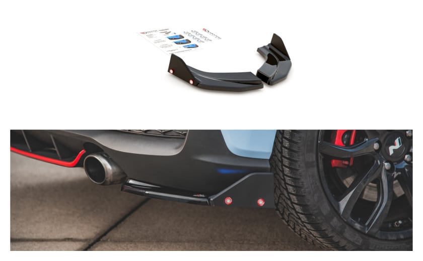 Splitter Hyundai I30 III N Tył Boczne v.6 + Flaps Gloss Black