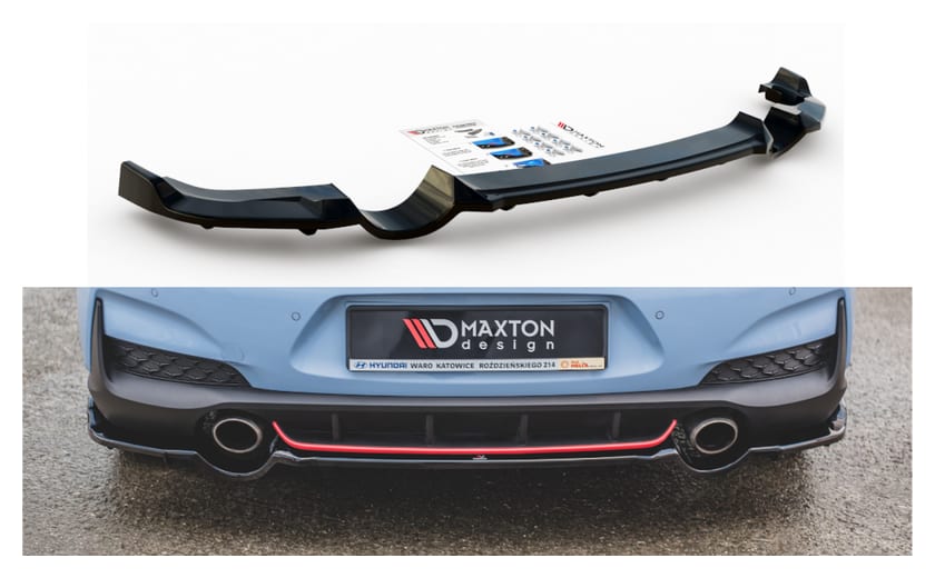Splitter Hyundai I30 III N Tył Środkowy z Dyfuzorem Gloss Black
