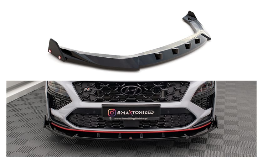 Splitter Hyundai Kona N Mk1 Przód Gloss Black v.2 + Flaps