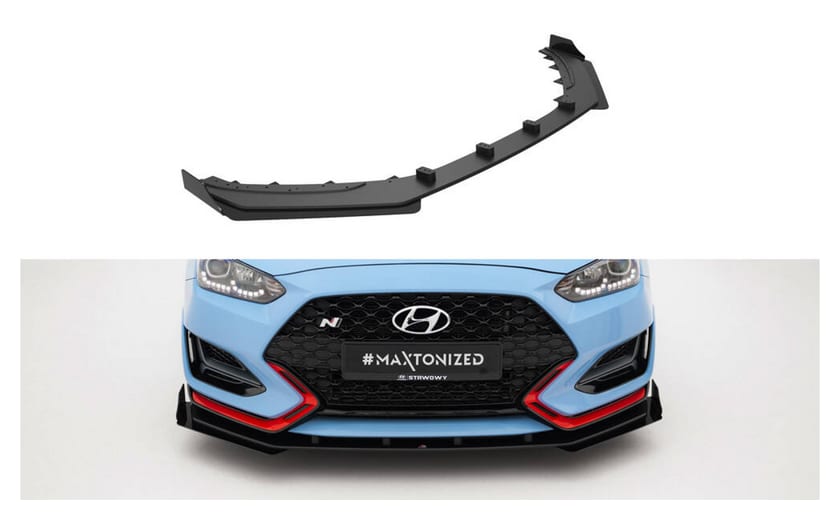 Splitter Hyundai Veloster N Mk2 Przód Street Pro Black-Red + Gloss Flaps
