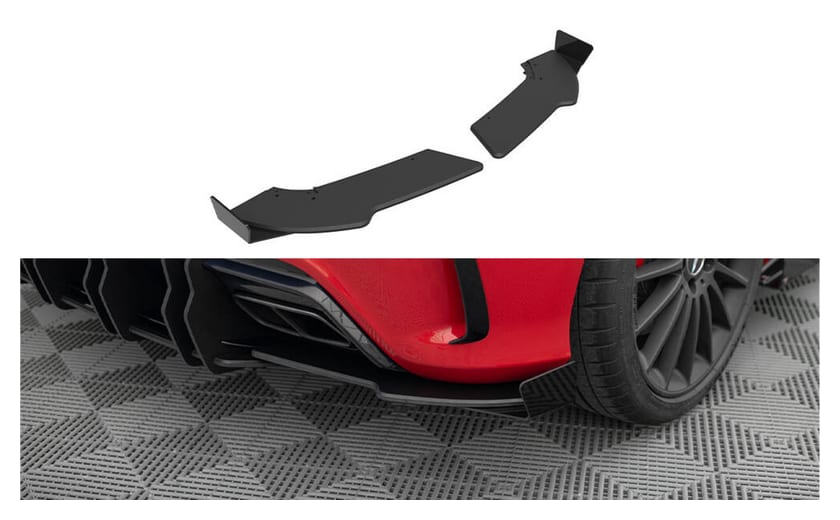 Splitter Mercedes-Benz A W176 Facelift Tył Boczne Street Pro Black + Gloss Flaps