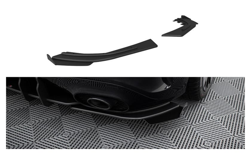 Splitter Mercedes-Benz A W177 A35 Tył Boczne Street Pro Black-Red + Gloss Flaps
