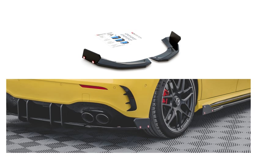 Splitter Mercedes-Benz A W177 A45 S Aero Pack Tył Boczne v.2 + Flaps Gloss Black