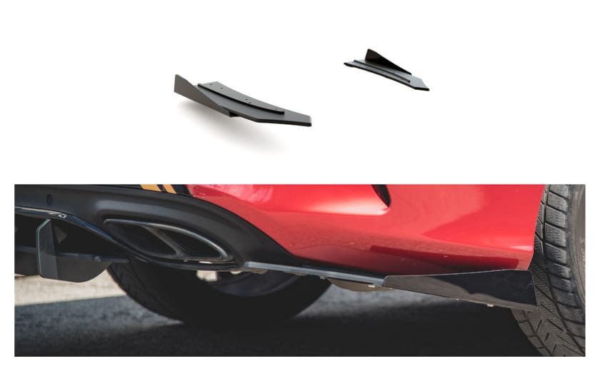 Splitter Mercedes-Benz C C205 C43 Tył Boczne Racing Durability Black + Gloss Flaps
