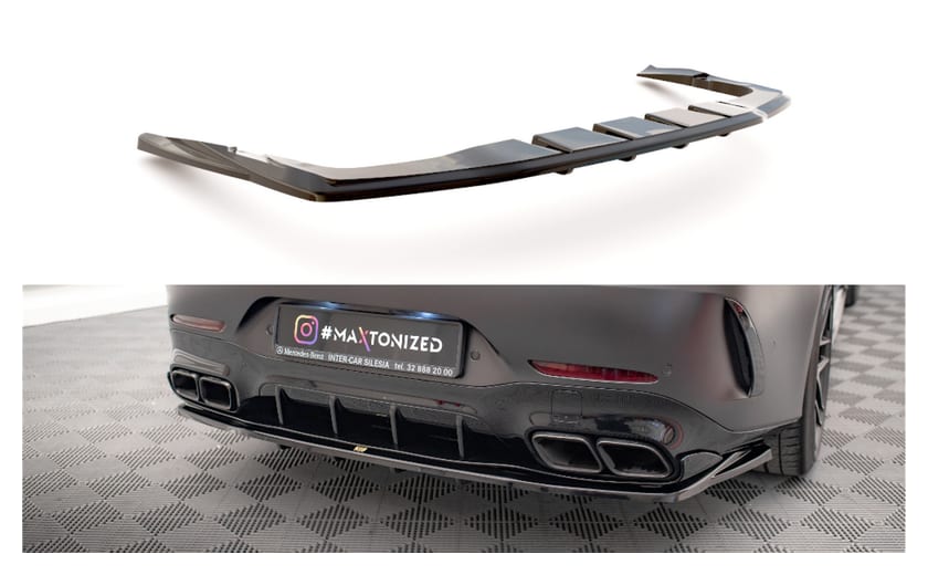 Splitter Mercedes-Benz GT 63S 4-Door Aero Tył Środkowy z Dyfuzorem Gloss Black
