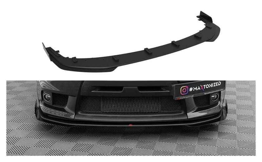 Splitter Mitsubishi Lancer EVO X Przód Street Pro Black + Gloss Flaps