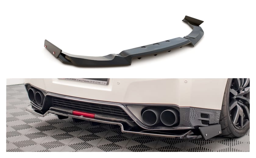 Splitter Nissan GTR R35 Facelift Tył Środkowy + flaps Gloss Black