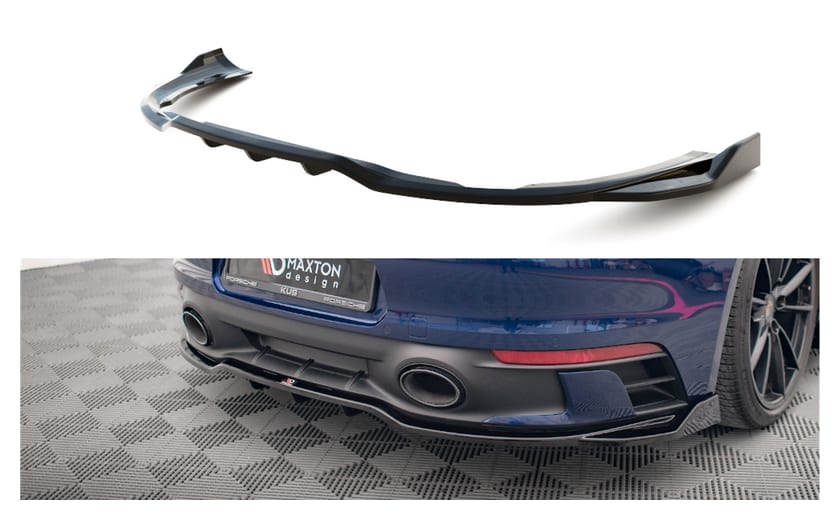 Splitter Porsche 911 Carrera Aero Carrera GTS 992 Tył Środkowy z Dyfuzorem v.2 Gloss Black