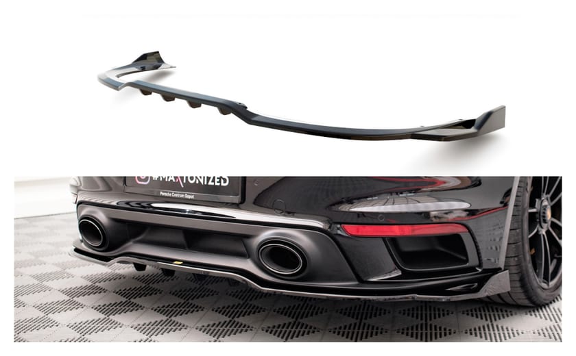 Splitter Porsche 911 Turbo S 992 Tył Środkowy z Dyfuzorem Gloss Black