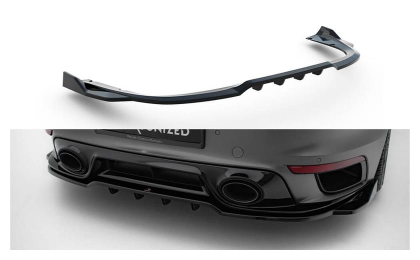 Splitter Porsche 911 Turbo S Sport Package 992 Tył Środkowy z Dyfuzorem