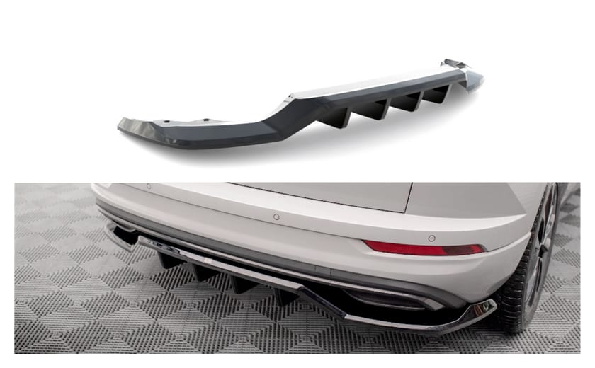 Splitter Skoda Karoq I Facelift Sportline Tył Środkowy z Dyfuzorem Gloss Black