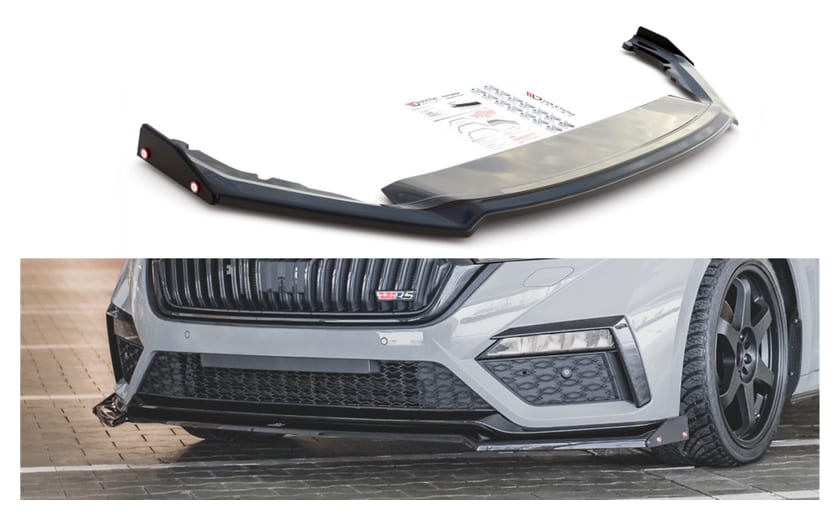 Splitter Skoda Octavia IV RS przód v.2 + flaps Gloss Black