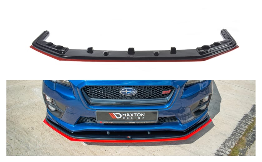 Splitter Subaru WRX STI przód v.4 Gloss Black + Red
