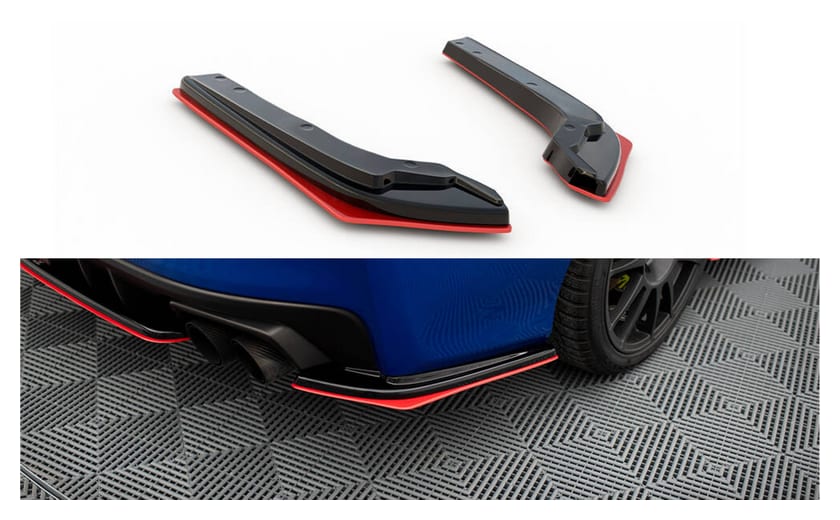 Splitter Subaru WRX STI Tył Boczne v.2 Gloss Black + Red