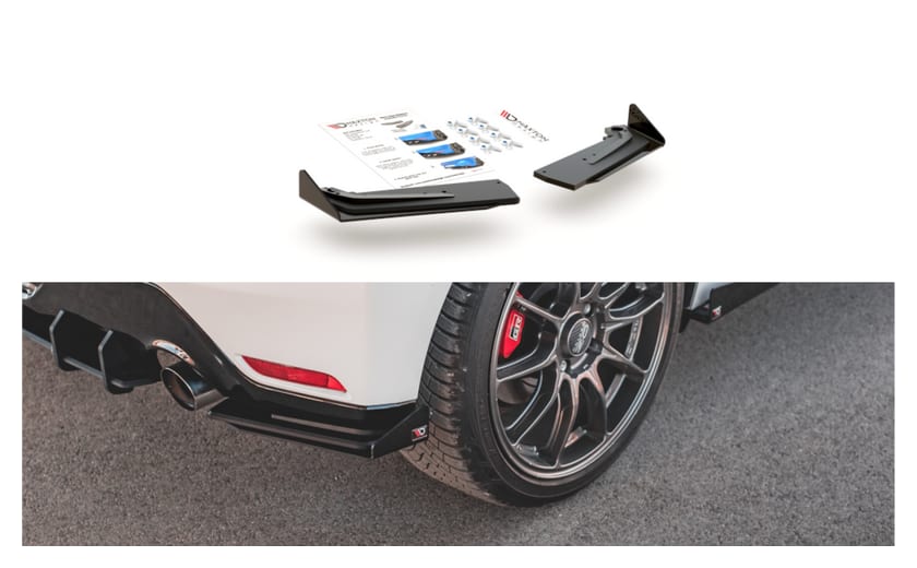 Splitter Toyota GR Yaris IV Tył Boczne Racing Durability Black + Gloss Flaps
