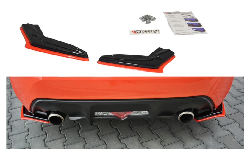 Splitter Toyota GT86 Facelift Tył Boczne v.2 Gloss Black + Red