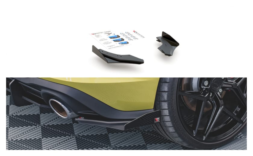 Splitter Volkswagen Golf 8 GTI Clubsport Tył Boczne Racing Durability Black-Red + Gloss Flaps