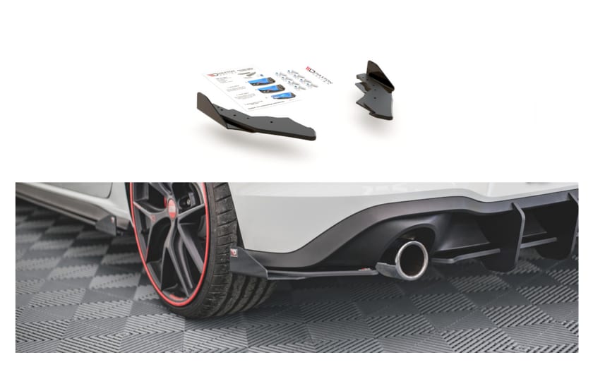 Splitter Volkswagen Golf 8 GTI GTE Tył Boczne Racing Durability Black-Red + Gloss Flaps