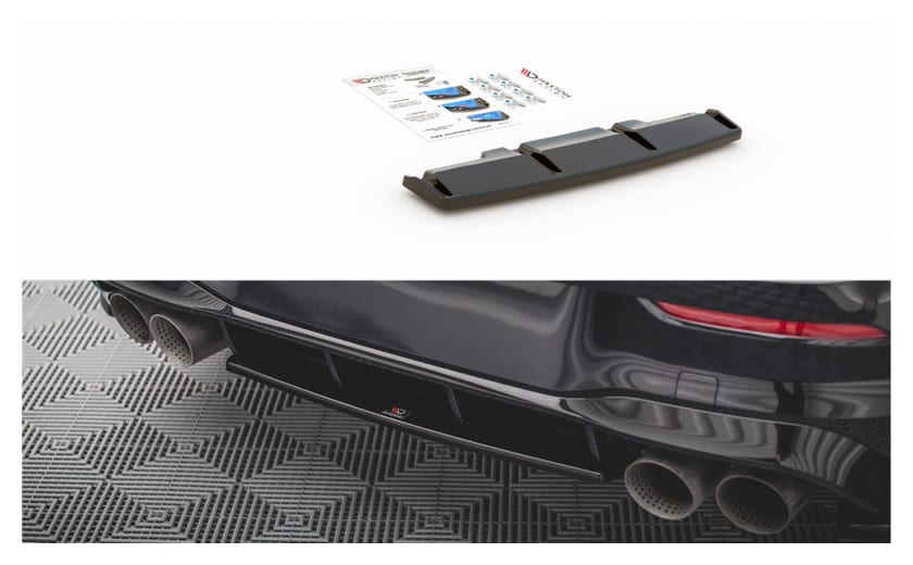 Splitter Volkswagen Golf 8 R Tył Środkowy Gloss Black
