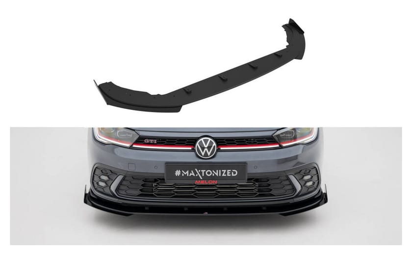 Splitter Volkswagen Polo GTI Mk6 Facelift Przód Street Pro Black-Red + Gloss Flaps