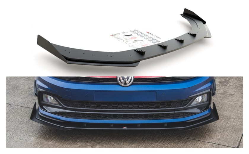 Splitter Volkswagen Polo VI GTI przód Racing Durability + Flaps Black-Red