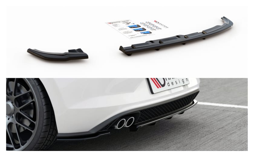 Splitter Volkswagen Polo VI GTI Tył Środkowy z Dyfuzorem Gloss Black