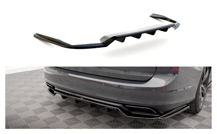 Splitter Volvo V90 S90 R-Design II Tył Środkowy z Dyfuzorem Gloss Black